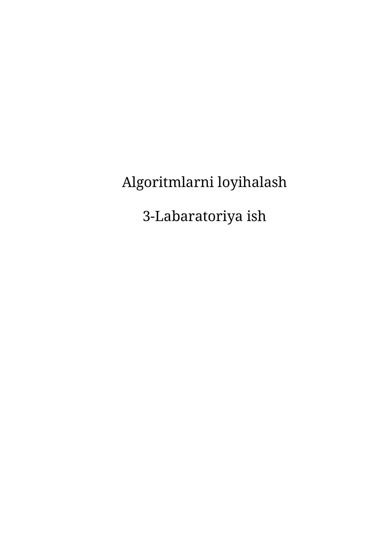 Algoritmlarni loyihalash 1