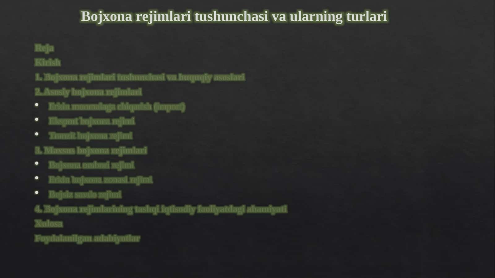 Bojxona rejimlari tushunchasi va ularning turlari 1