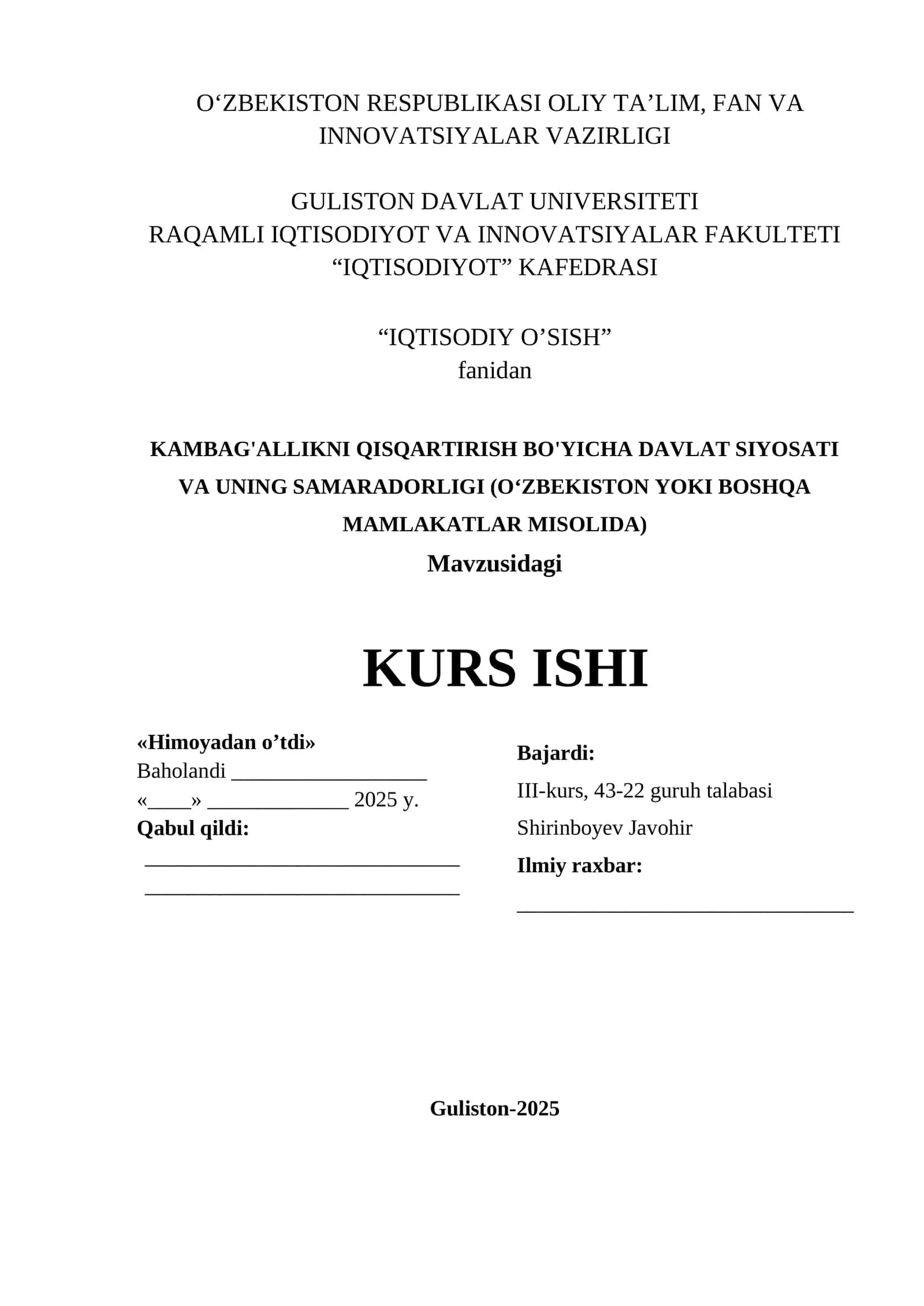 IQTISODIYOT O'SISH 1