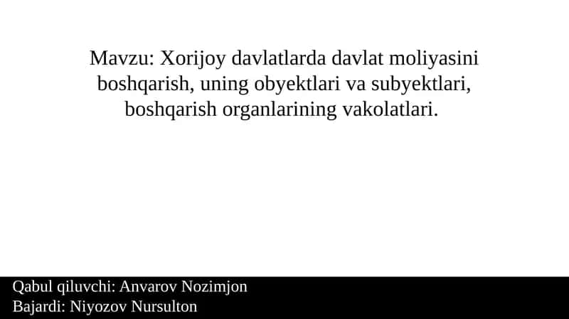Davlat moliyasi boshqarish organlarining vakollari 1
