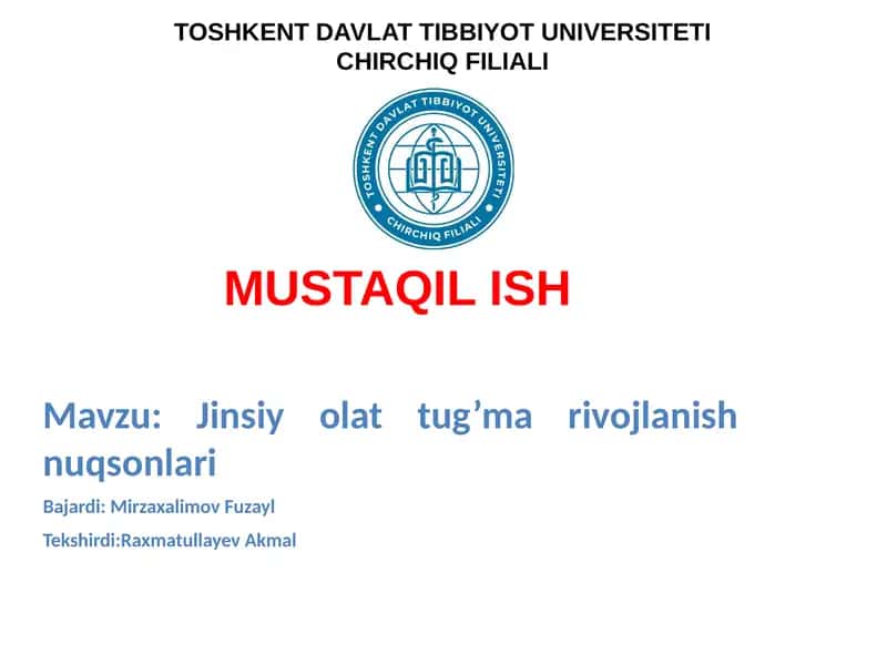 Jinsiy olat tug’ma rivojlanish nuqsonlari 1