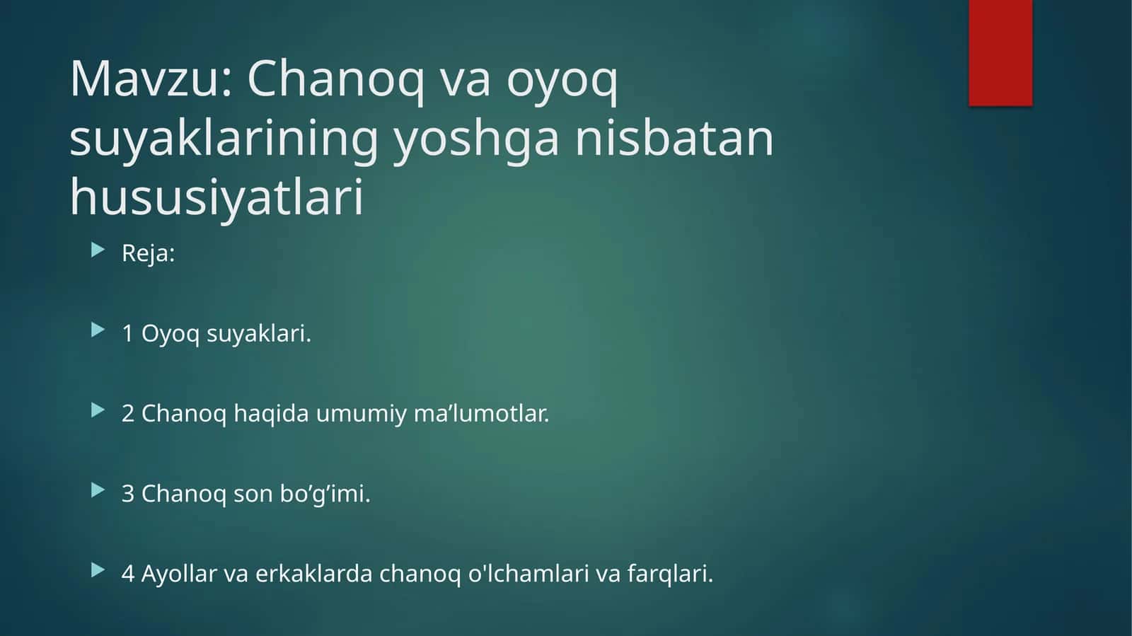 Chanoq va oyoq suyaklarining yoshga nisbatan hususiyatlari 1