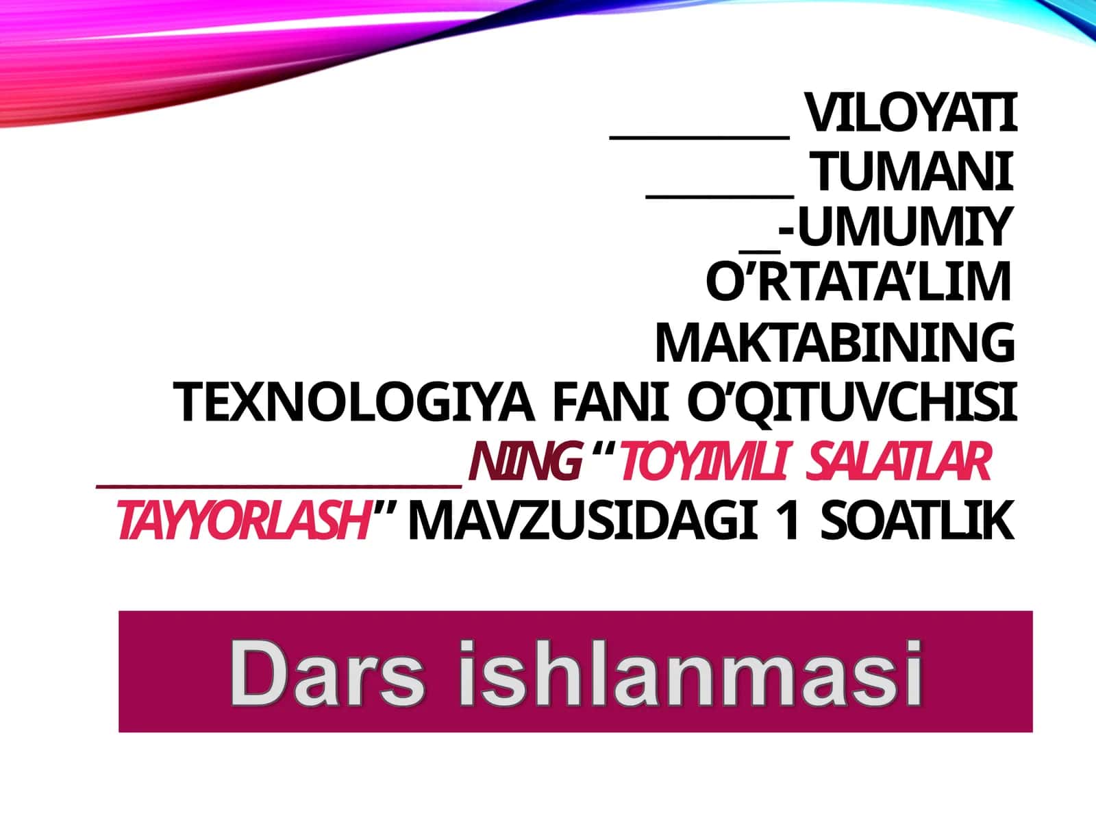 TO’YIMLI SALATLAR TAYYORLASH 1