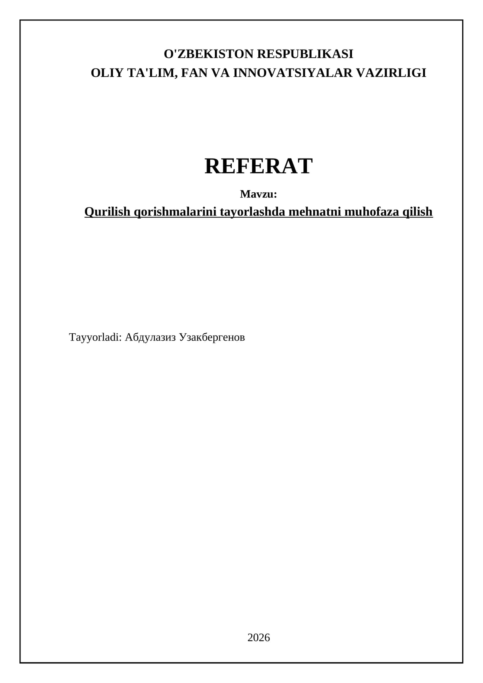 Qurilish qorishmalarini tayorlashda mehnatni muhofaza qilish 1