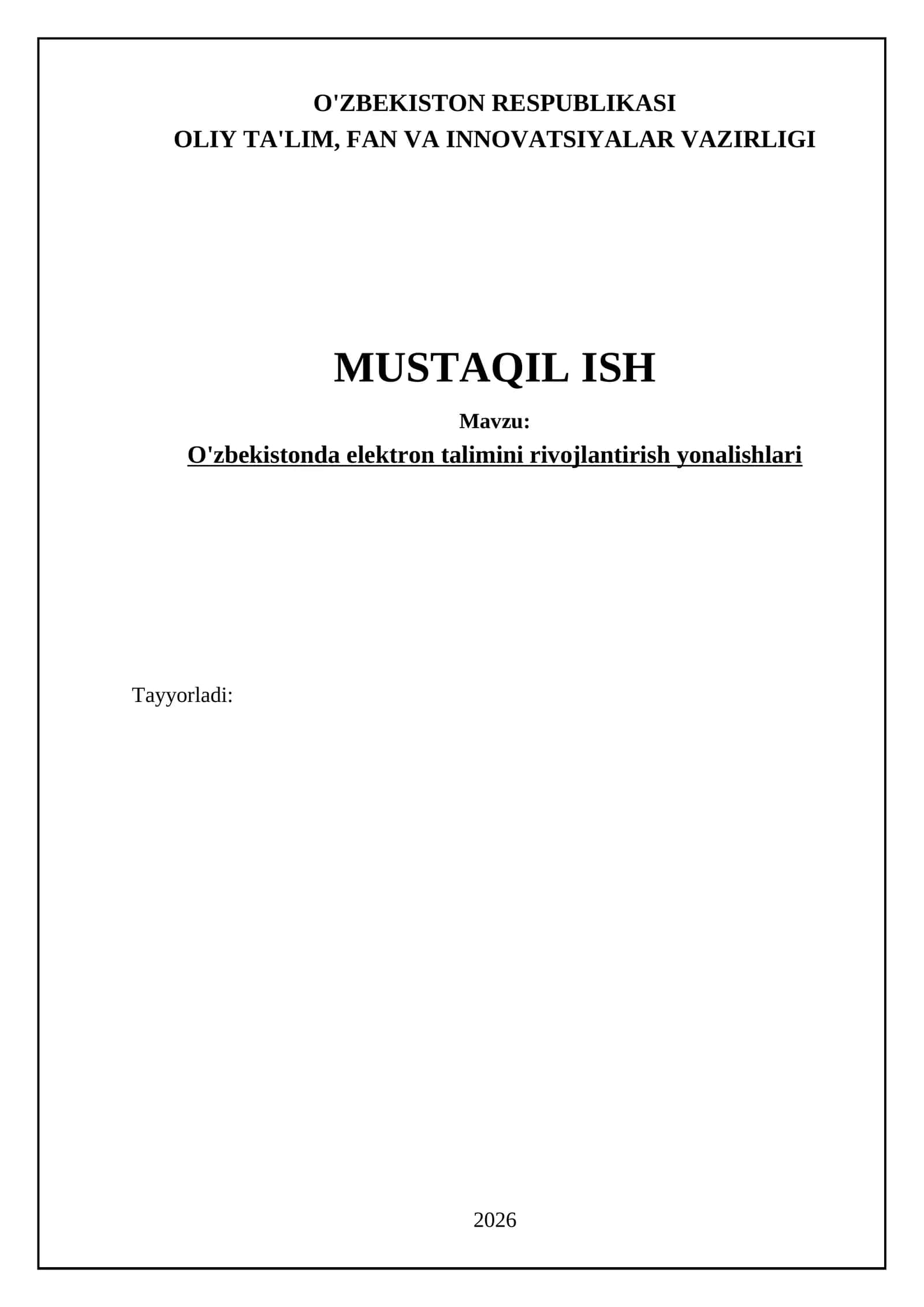 O'zbekistonda elektron talimini rivojlantirish yonalishlari 1