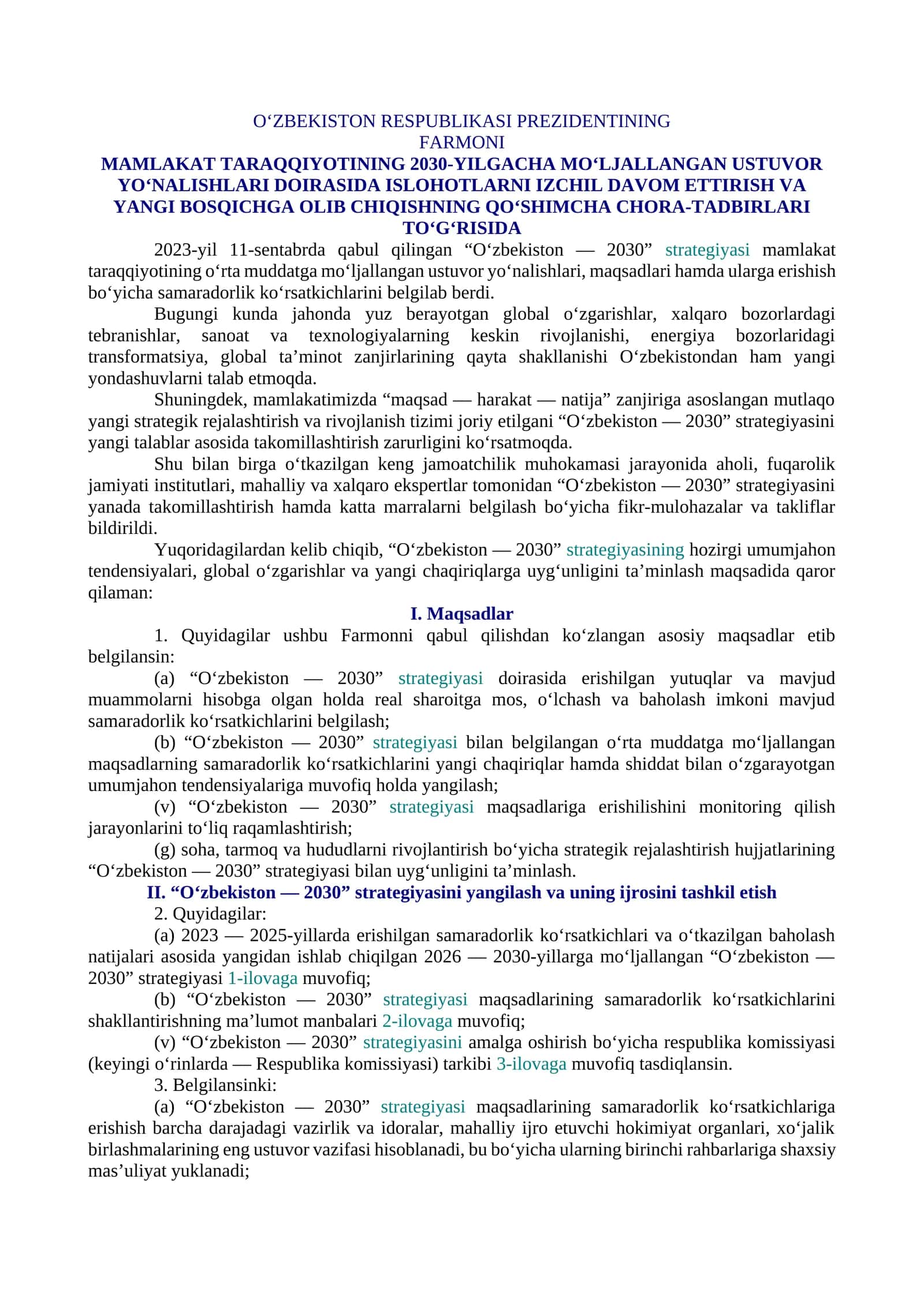 Oʻzbekiston — 2030 strategiyasi 1