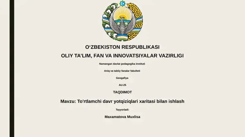 To'rtlamchi davr yotqiziqlari xaritasi bilan ishlash 1