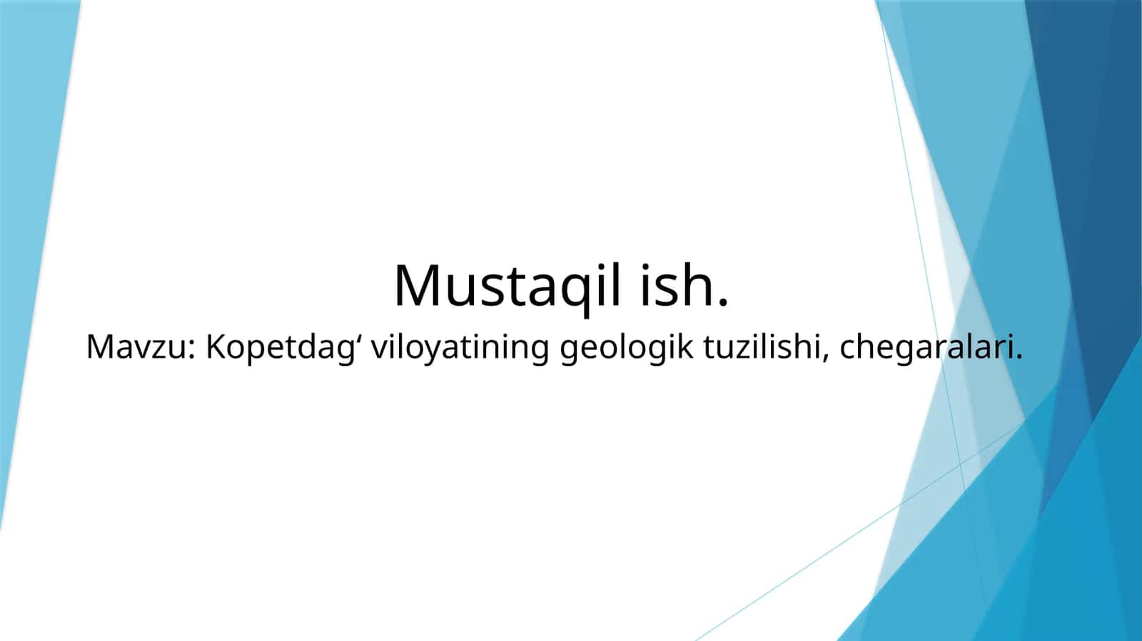 Kopetdagʻ viloyatining geologik tuzilishi, chegaralari. 1