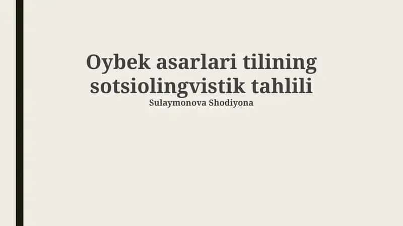 Oybek asarlari tilining sotsiolingvistik tahlili 1