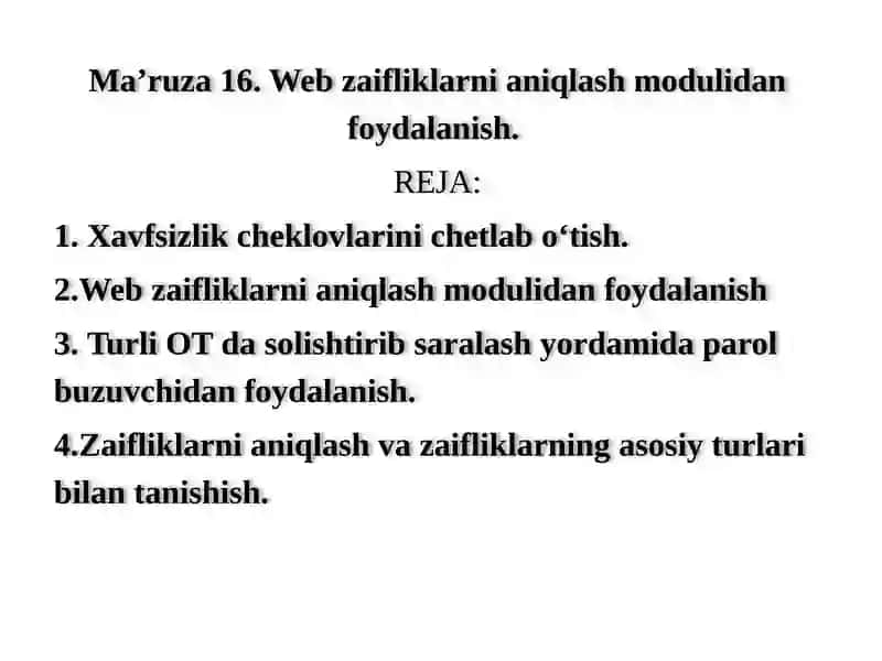 Webzaifliklarni aniqlash moduli