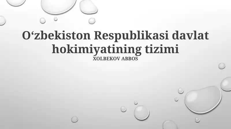 O‘zbekiston Respublikasi davlat hokimiyatining tizimi 1