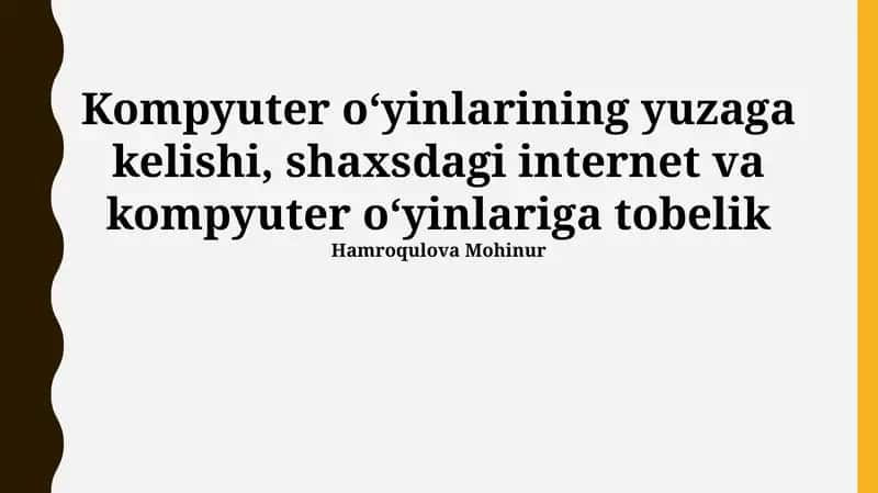 Internet va kompyuter oʻyinlariga qaramlik 1