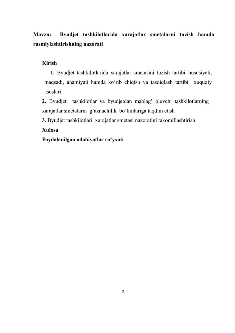 Xarajatlar smetalarni tuzish va rasmiylashtirish 1