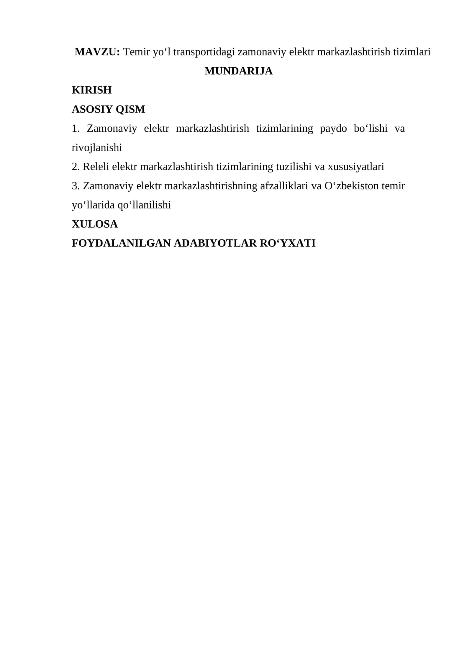 Temir yo‘l transportidagi zamonaviy elektr markazlashtirish tizimlari 1