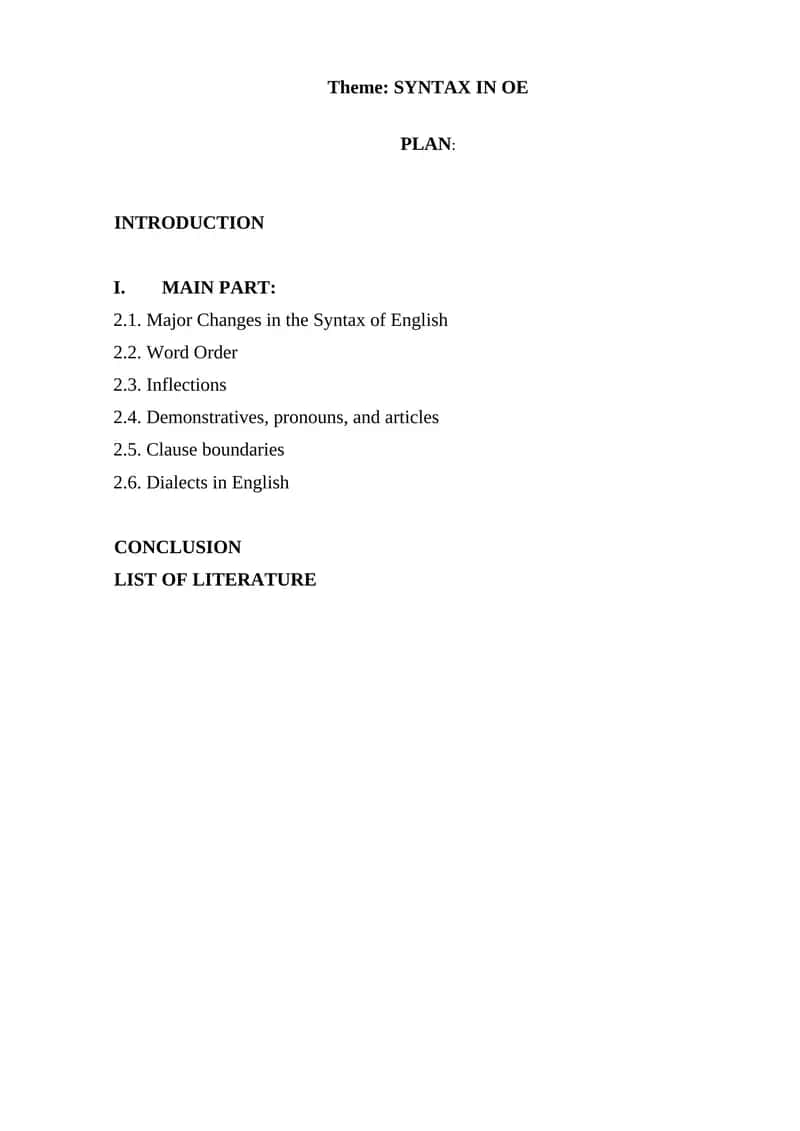 Syntax in OE 1