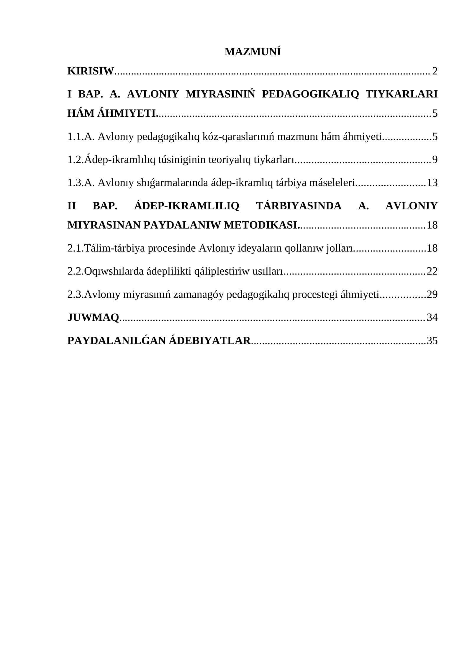 A. AVLONIY MIYRASINIŃ PEDAGOGIKALIQ TIYKARLARI HÁM ÁHMIYETI 1
