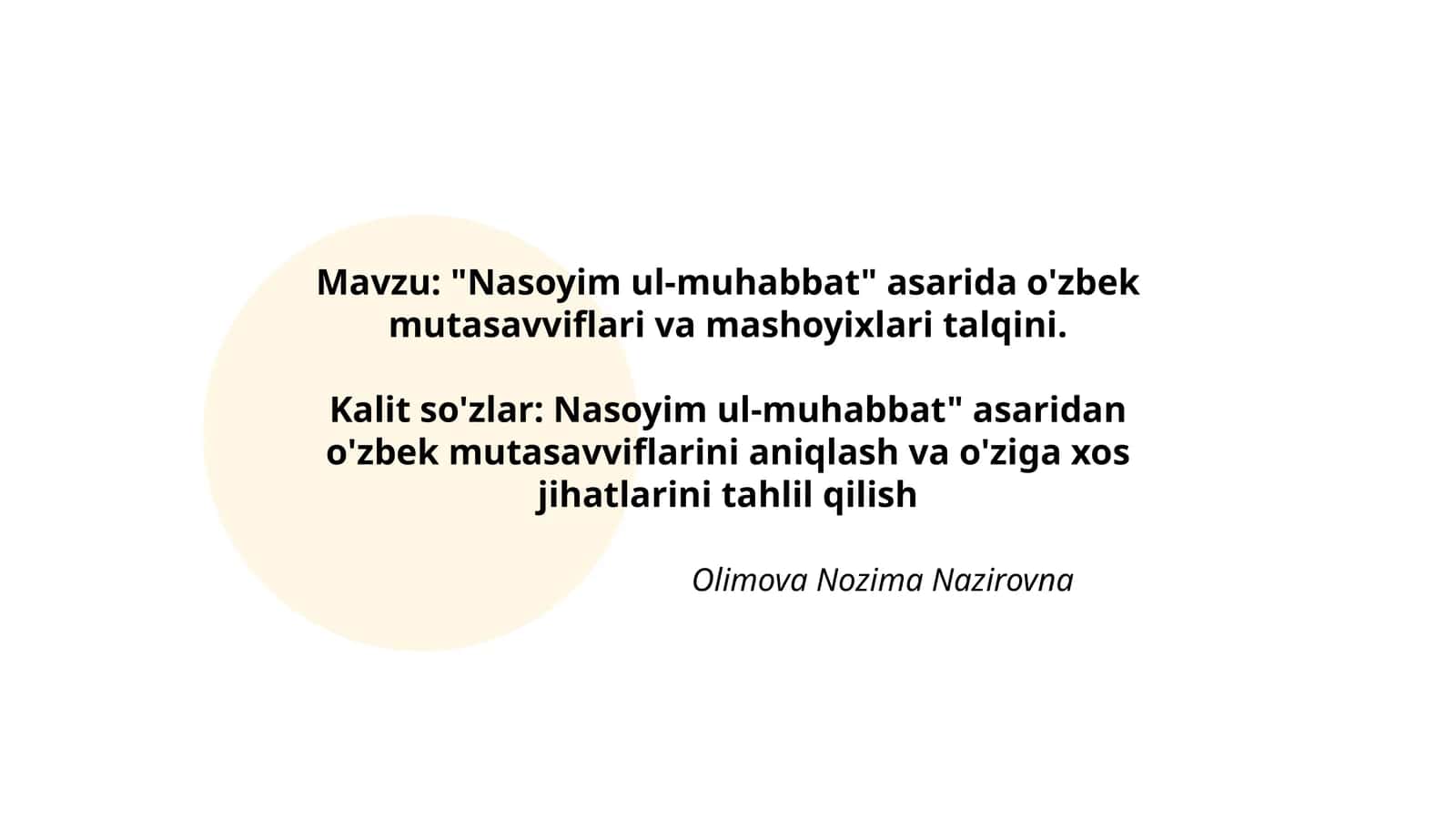 "Nasoyim ul-muhabbat" 1
