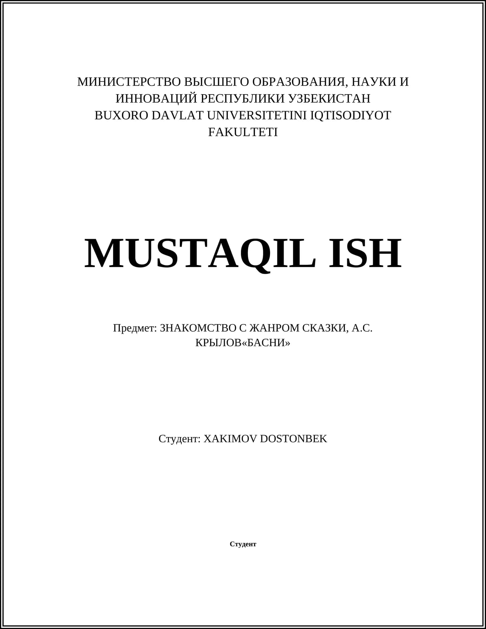 MUSTAQIL ISH 1