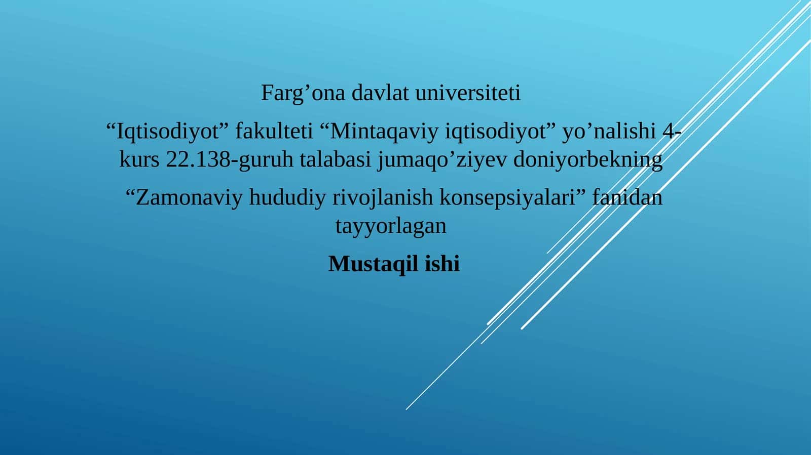 Zamonaviy hudud iqtisodiyatida 1