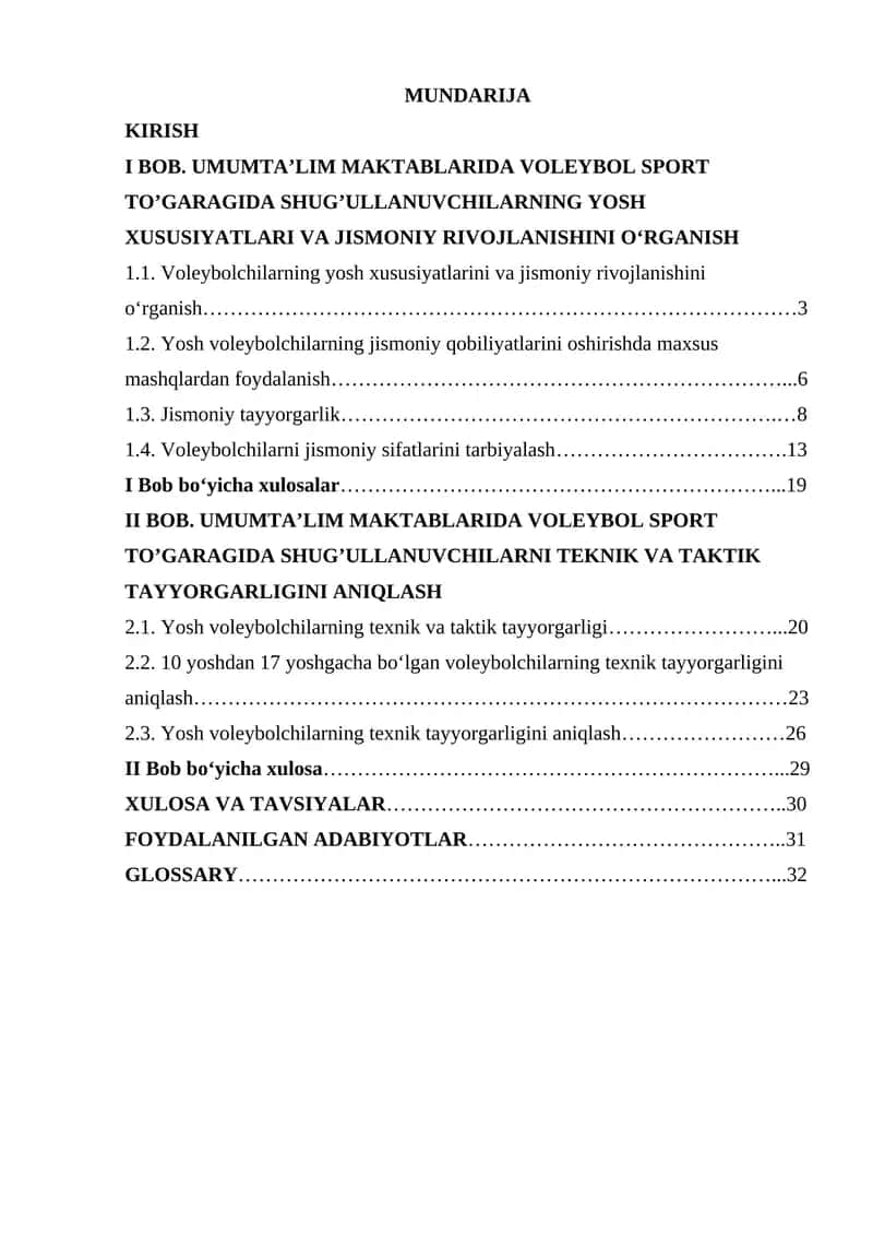 Voleybolchilarning mashg'ulotlarini tashkil qilish va o'tkazish 1