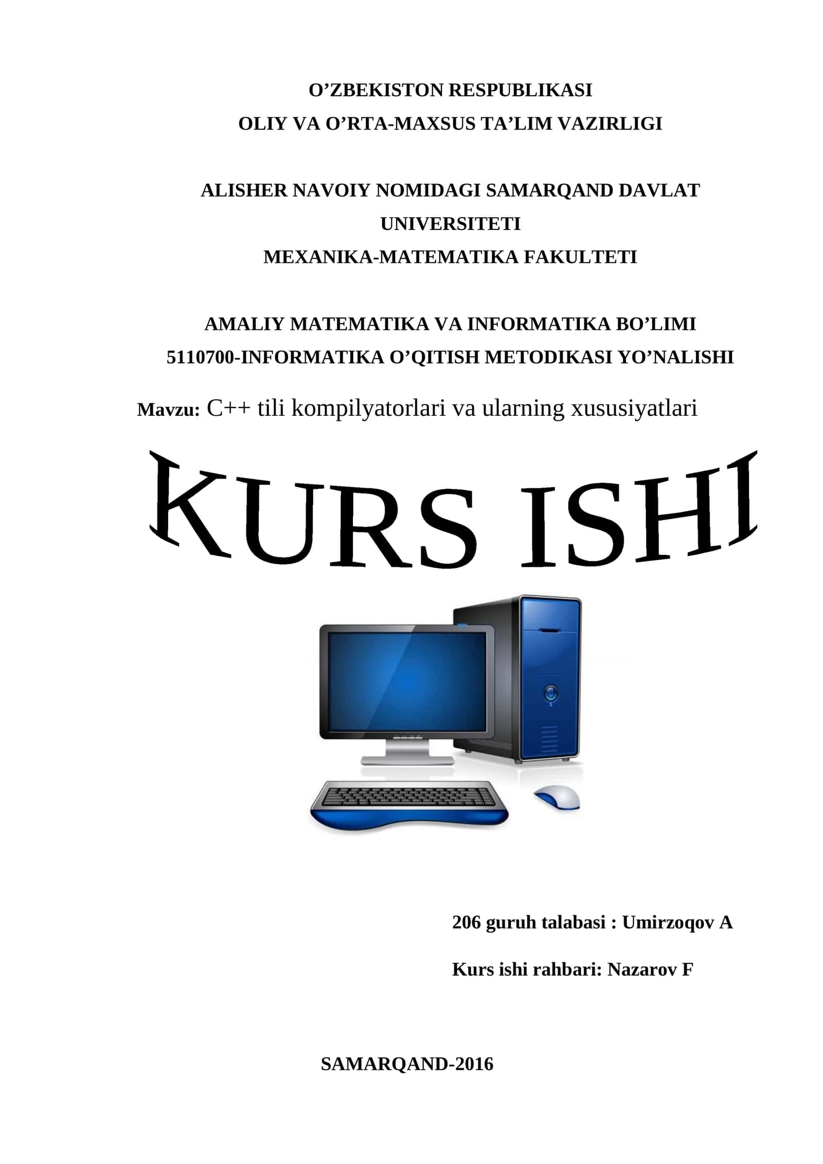 C++ tili kompilyatorlari va ularning xususiyatlari 1