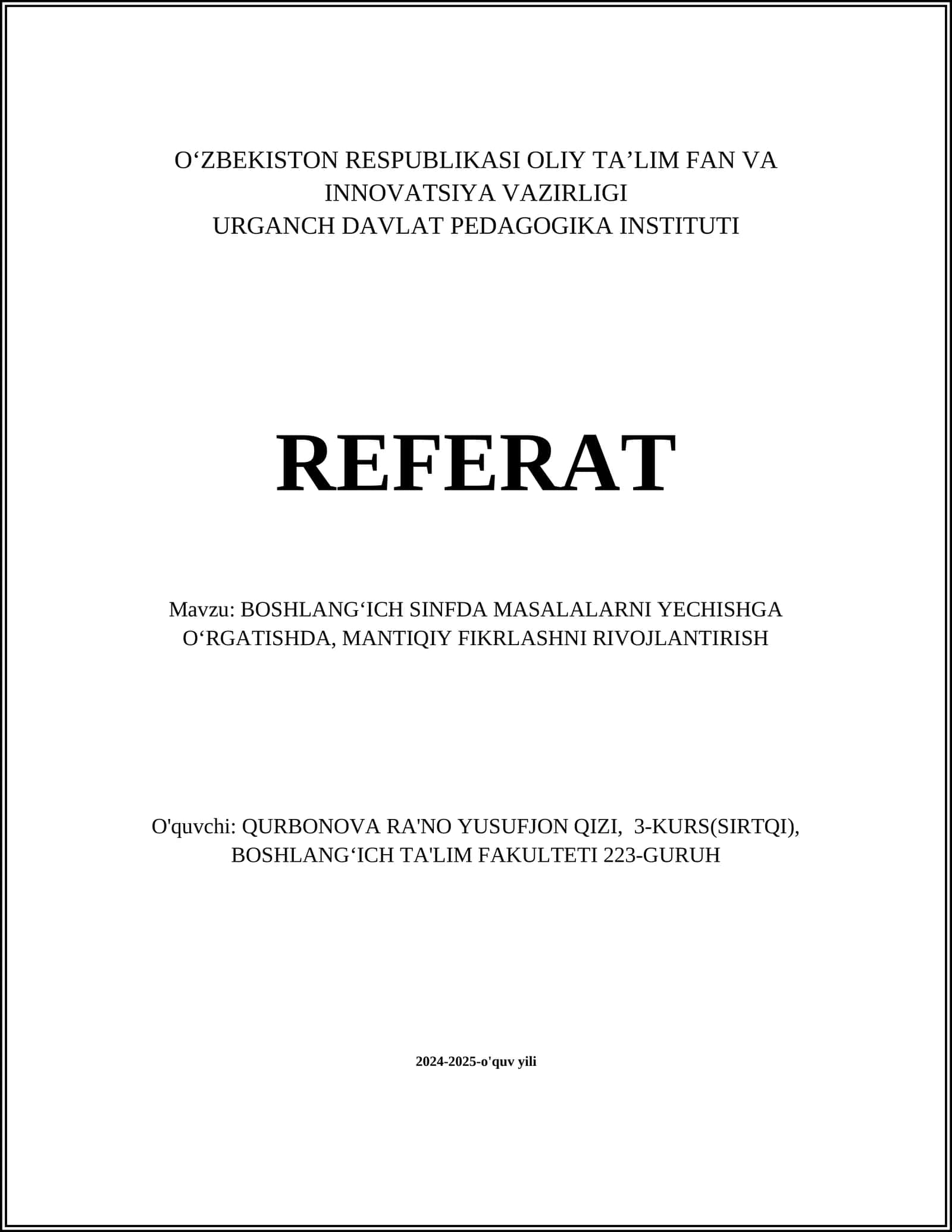 Matematik Masalalar va Ular Turlari 1