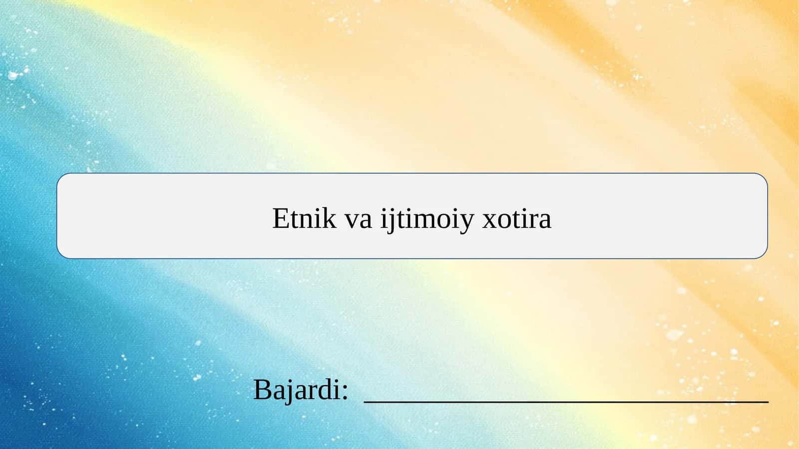 Etnik va ijtimoiy xotira slayd 1