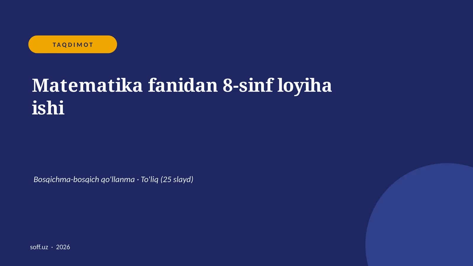 Matematika fanidan 8-sinf loyiha ishi 1