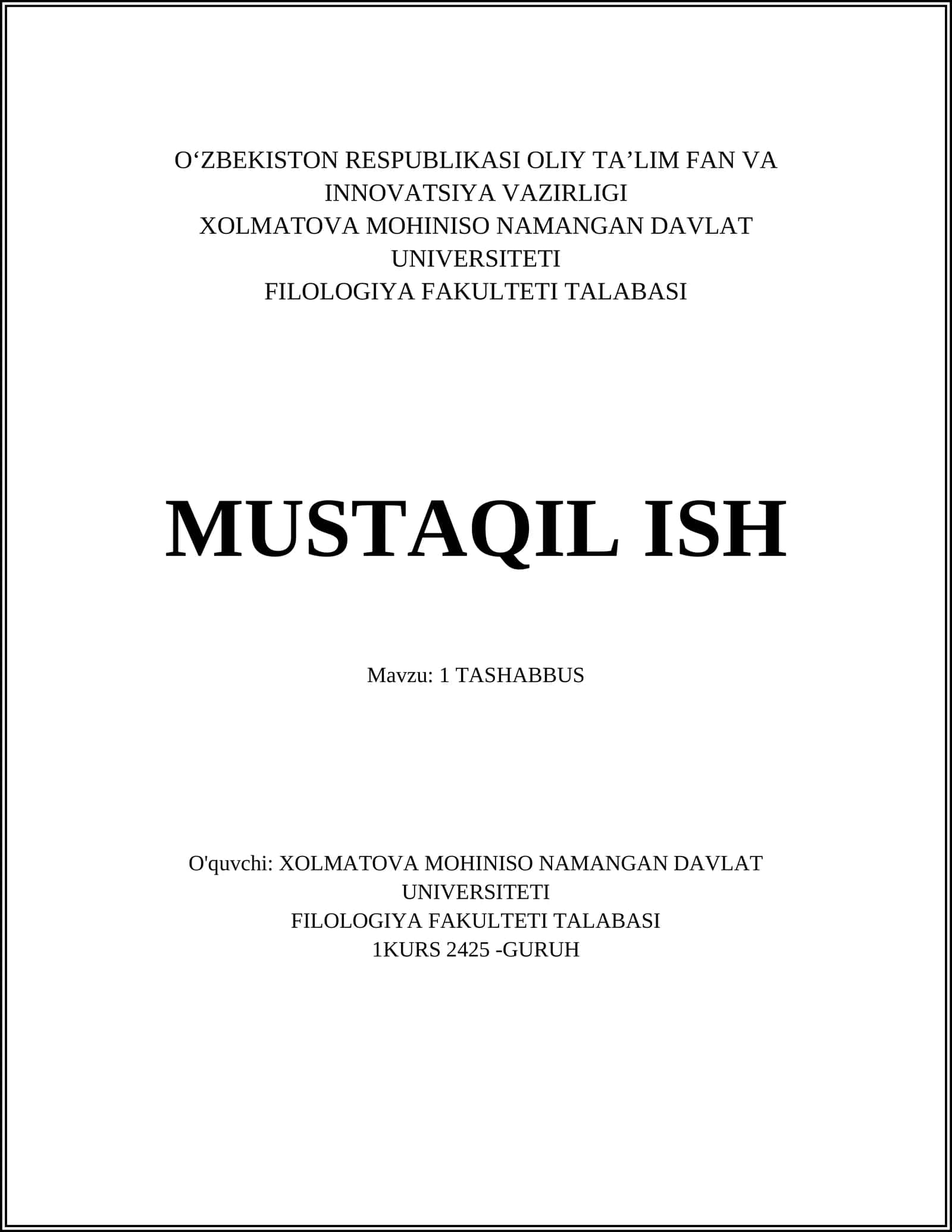 TASHABBUS 1