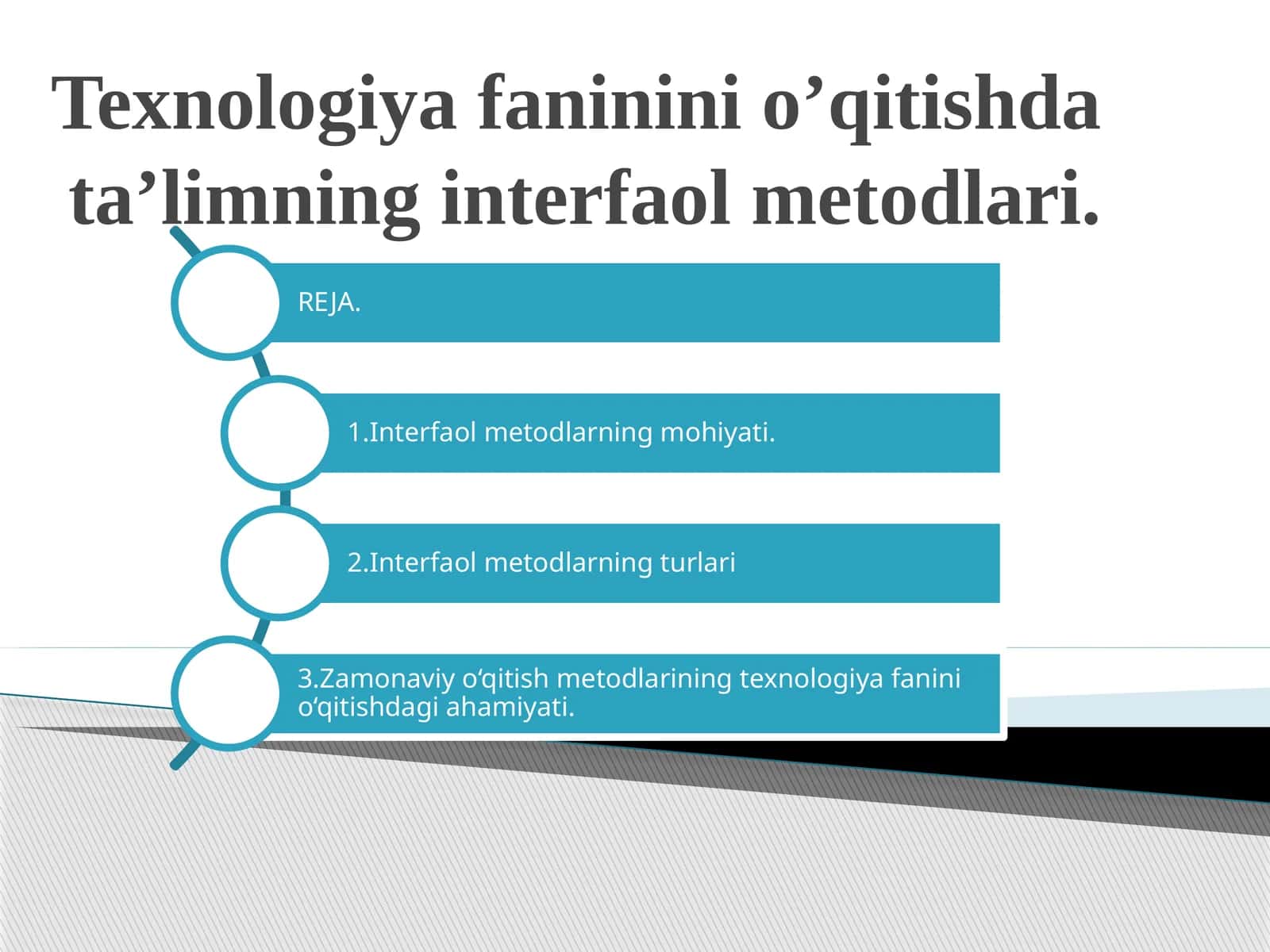 Texnologiya fanini o'qitishda ta'limning interfaol metodlari 1