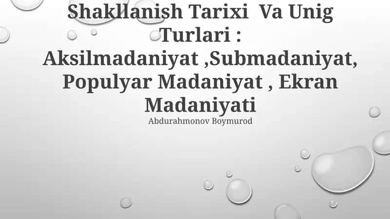 Ommaviy Madaniyatning Shakllanish Tarixi Va Unig Turlari 1