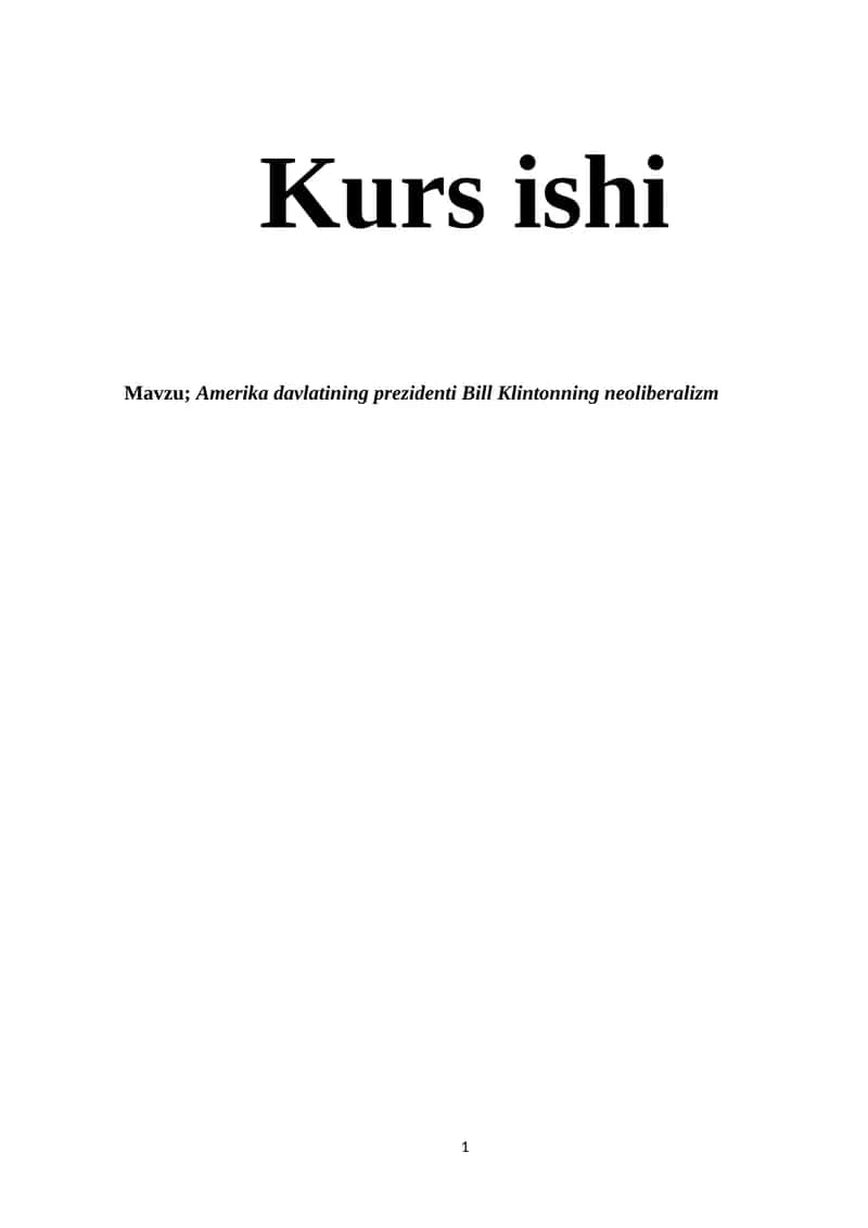 Bill Klintonning neoliberalizm 1