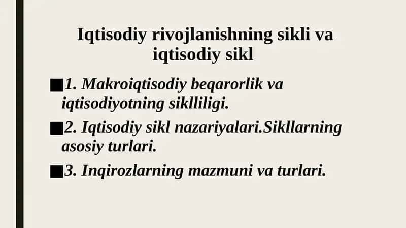 Iqtisodiy rivojlanishning sikli va iqtisodiy sikl 1