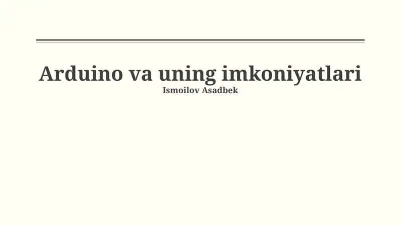 Arduino va uning imkoniyatlari 1