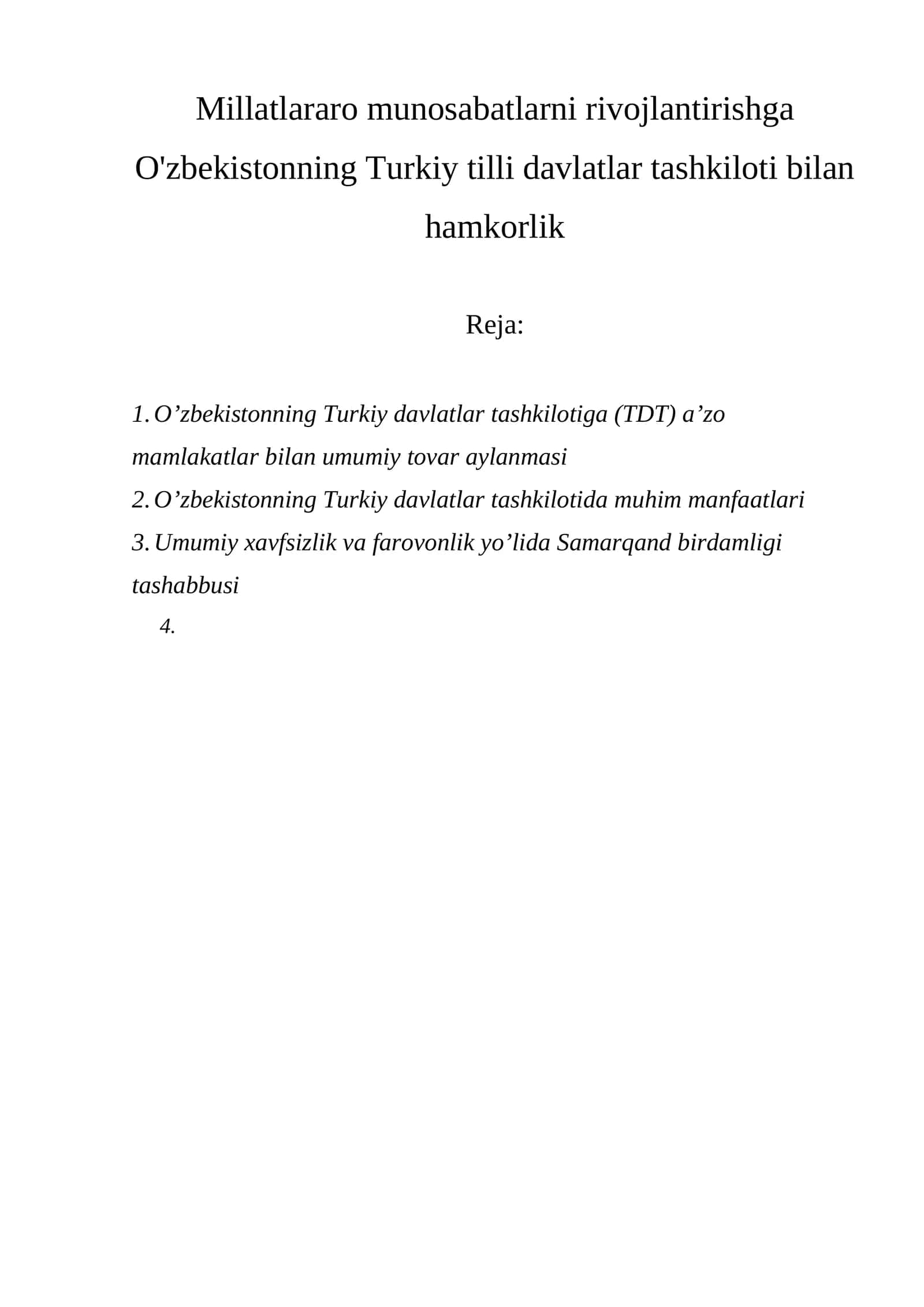 O‘zbekistonning Turkiy davlatlar tashkilotiga (TDT) a’zo mamlakatlar bilan umumiy tovar aylanmasi 1