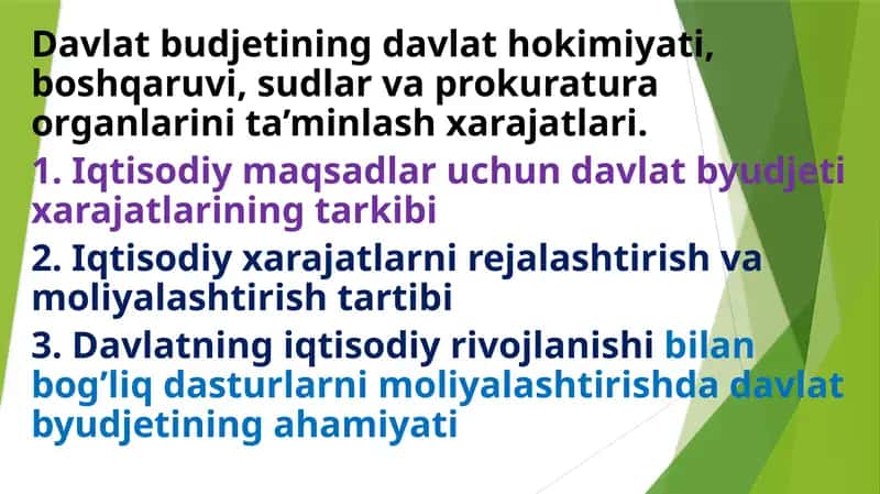 Davlat budjetining davlat hokimiyati, boshqaruvi, sudlar va prokuratura organlarini ta’minlash xarajatlari 1