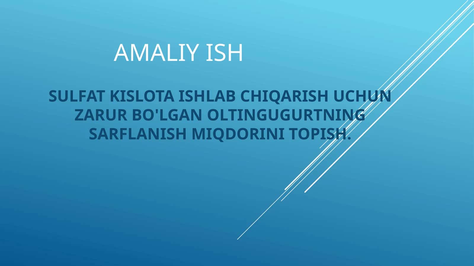 SULFAT KISLOTA ISHLABCHIQARISHUCHUN ZARUR BO'LGAN OLTINGUGUR 1