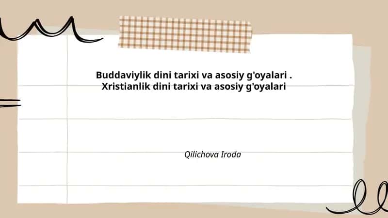 Buddaviylik va Xristianlik dini tarixi 1
