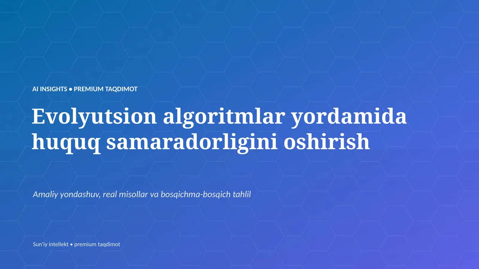 Evolyutsion algoritmlar yordamida huquq samaradorligini oshirish 1