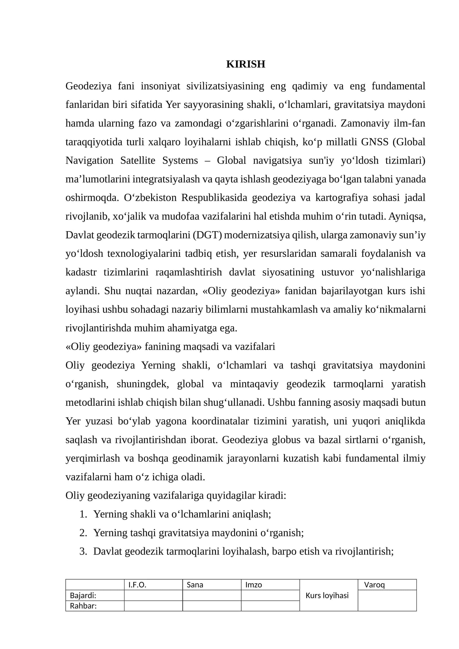 Oliy geodeziya va geoinformatika 1