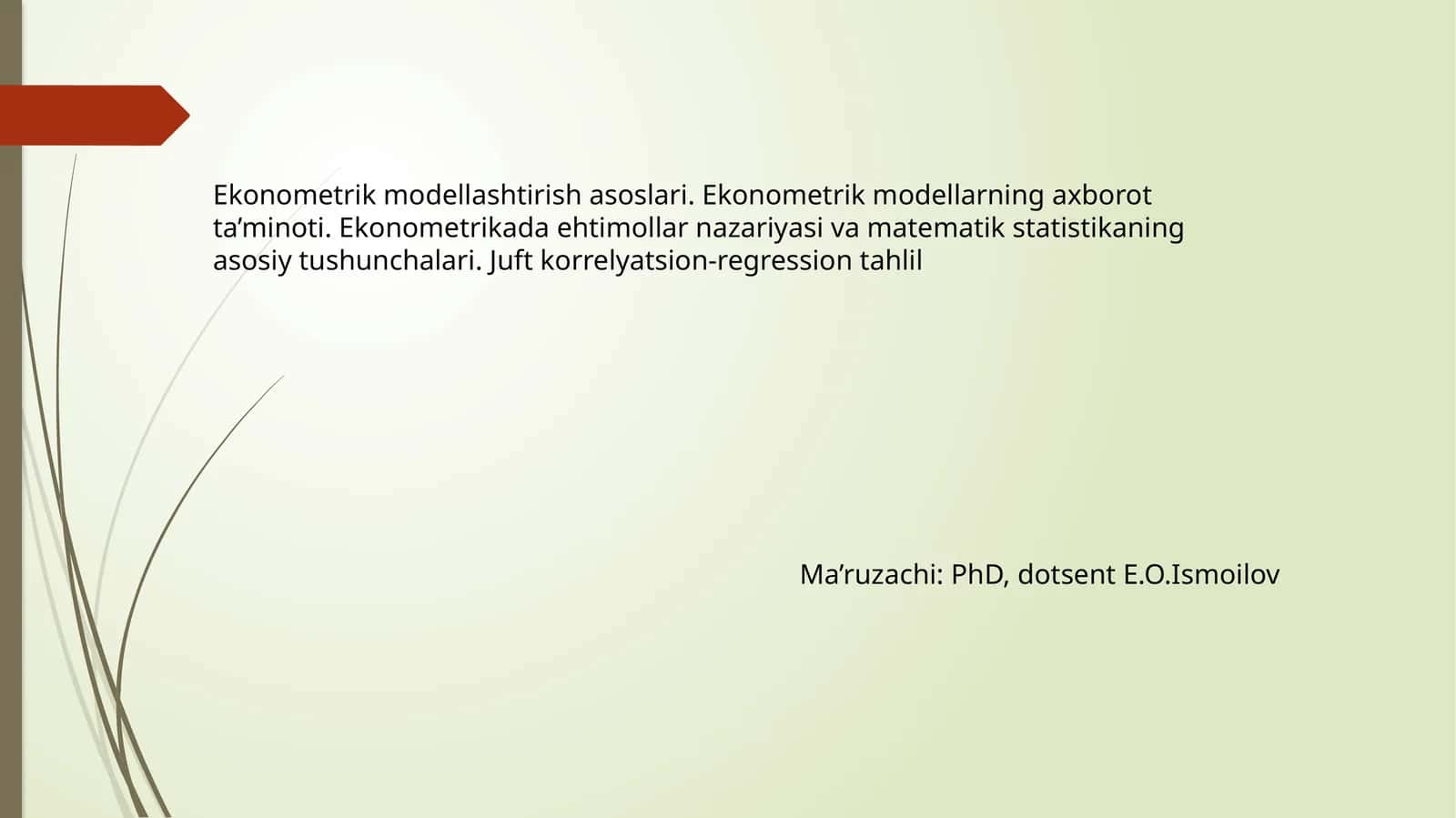 Ekonometrik modellаshtirish аsoslаri 1