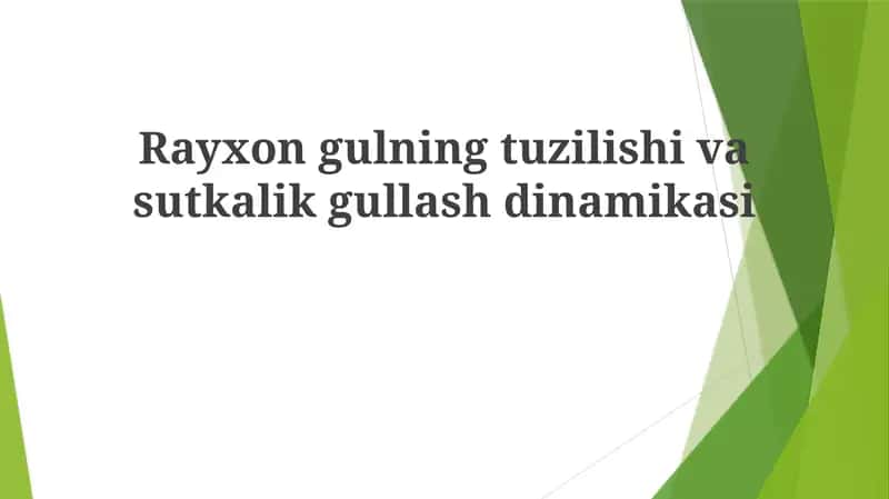 Rayxongulning tuzilishi va sutkalik gullash dinamikasi 1
