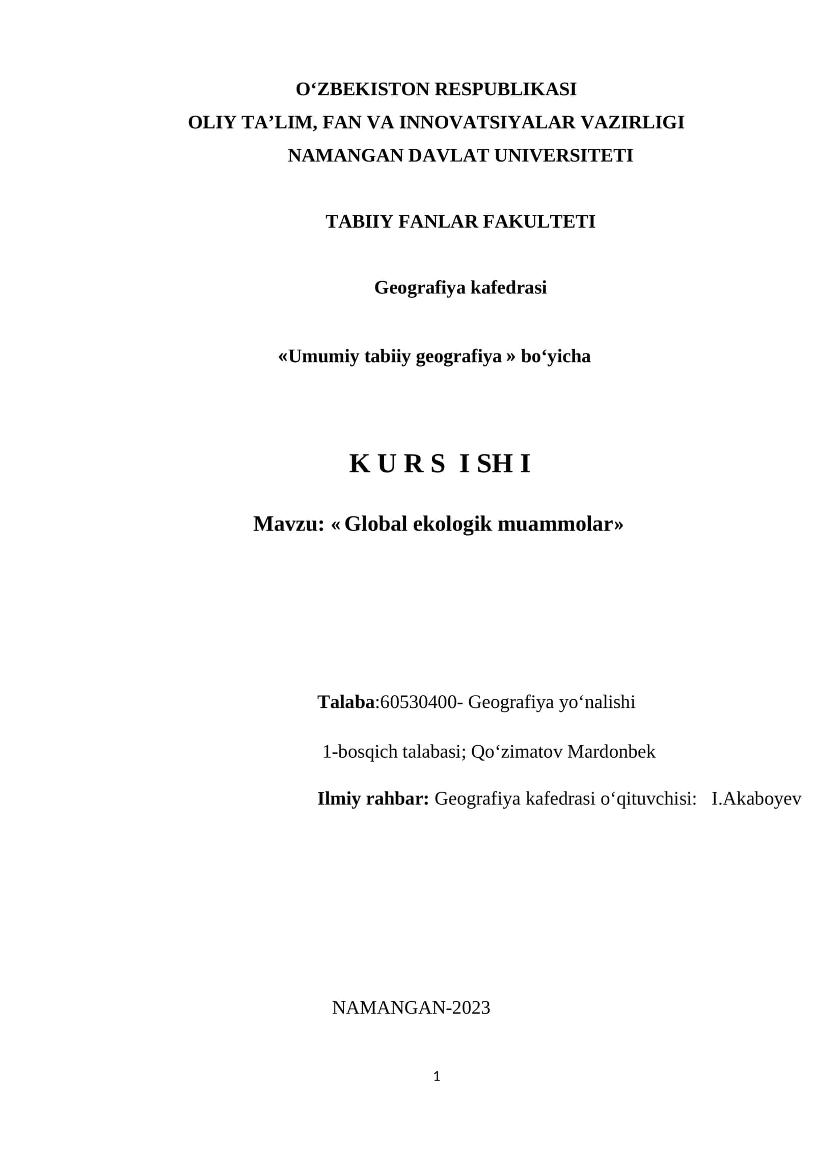 Global ekologik muammolar 1