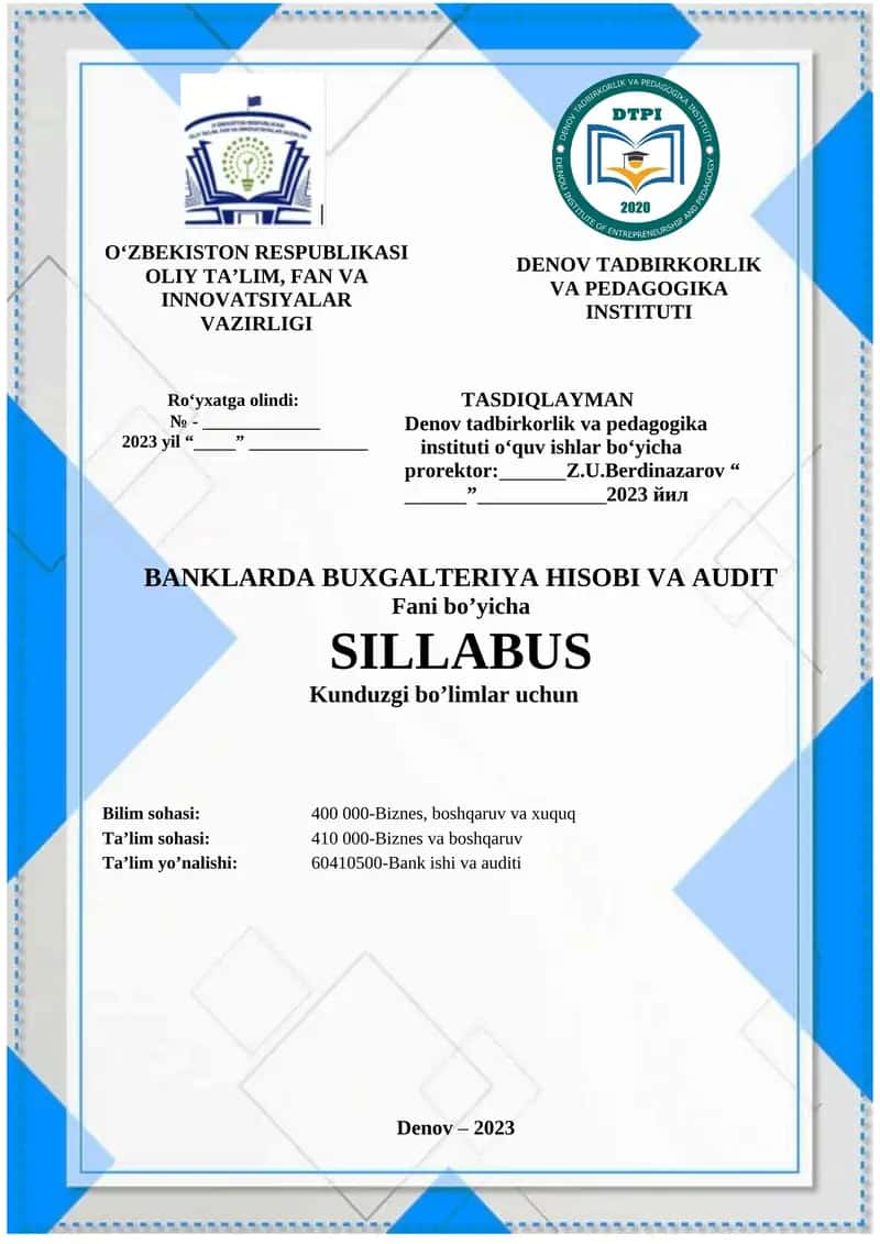 BANKLARDA BUXGALTERIYA HISOBI VA AUDIT 1