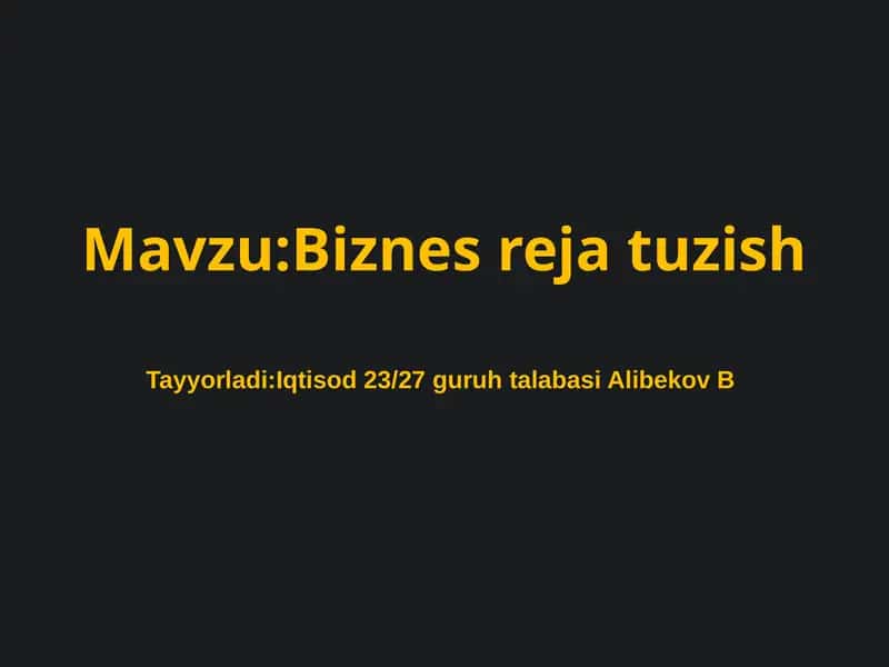 Biznes reja tuzish 1