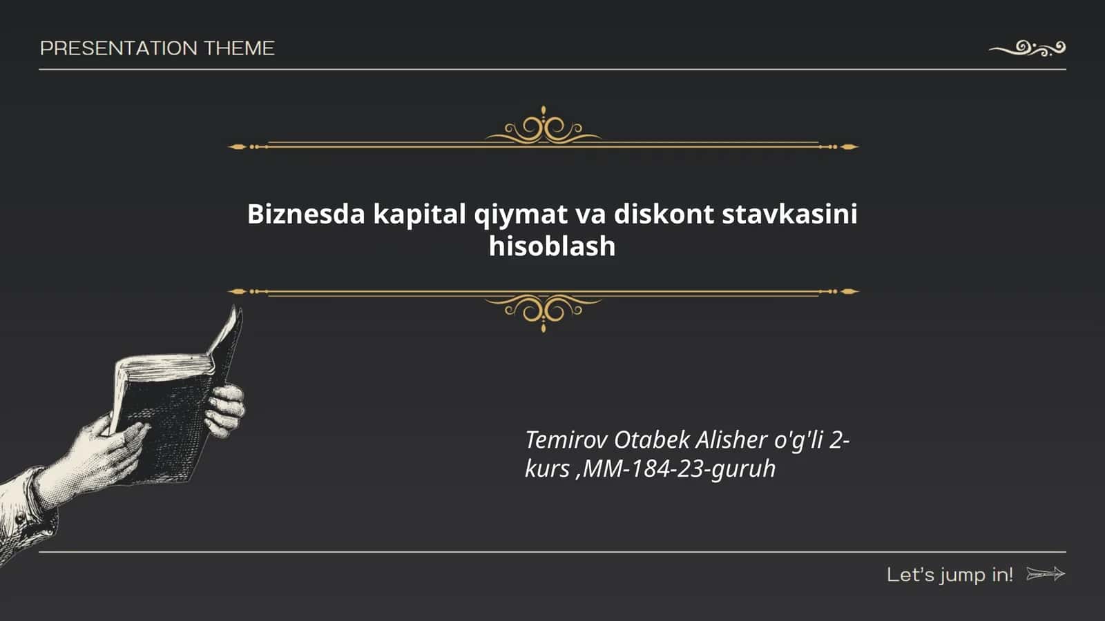 Kapital qiymat va diskont stavkasini hisoblash 1