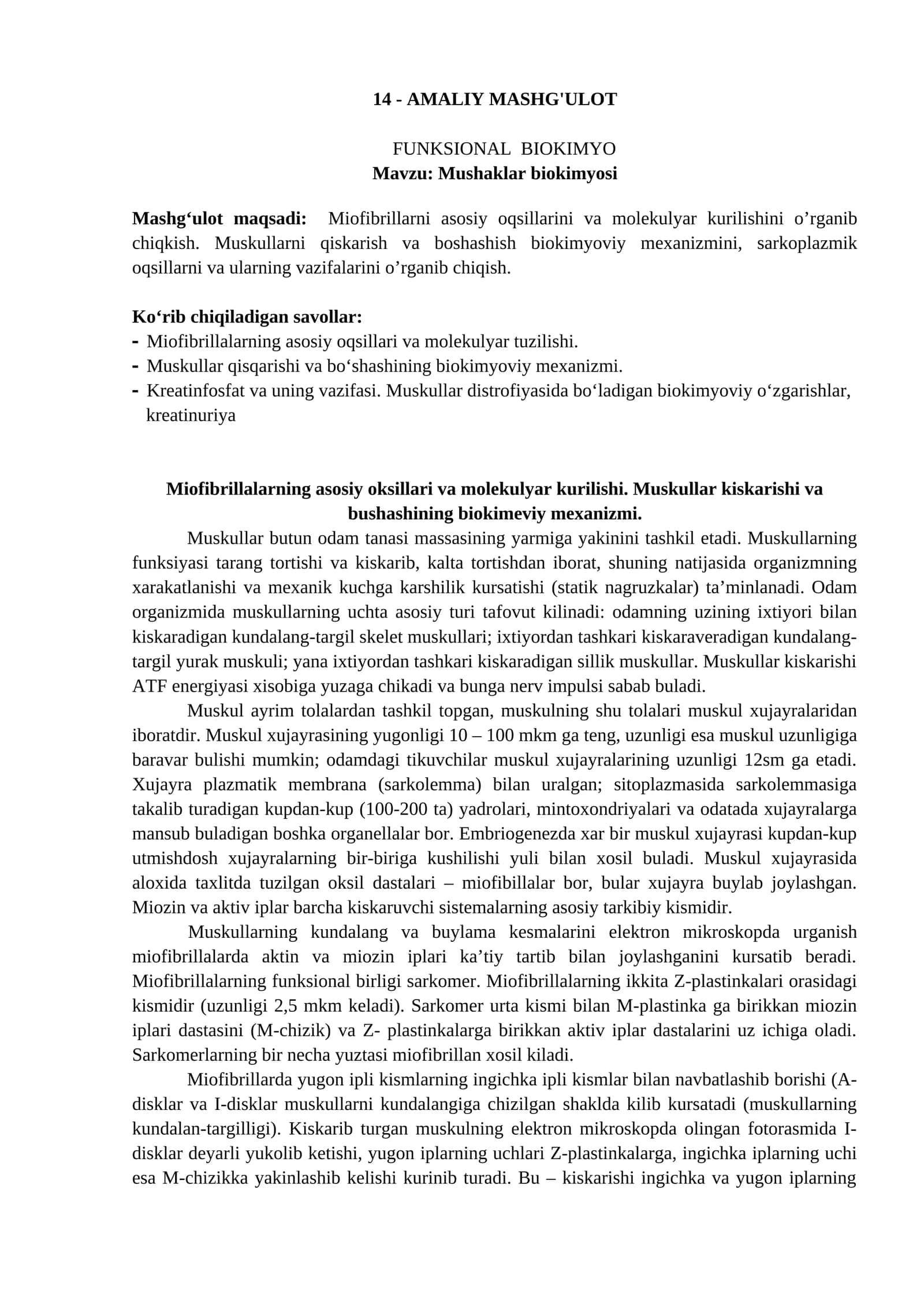 Funktsional biokimyo 1
