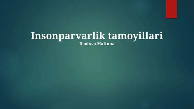 Insonparvarlik tamoyillari 1