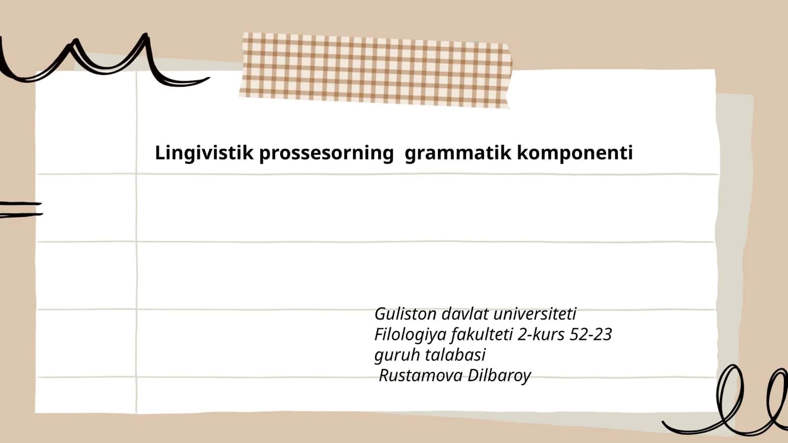Lingivistik prossesorning grammatik komponenti 1