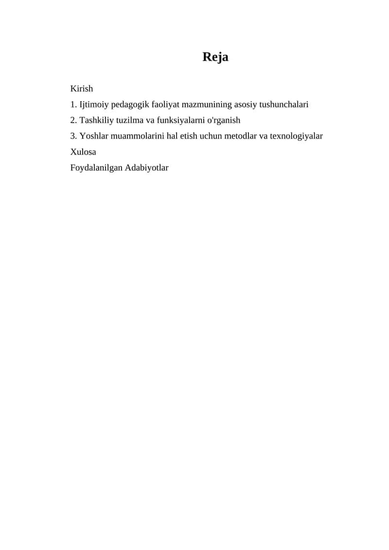 Ijtimoiy pedagogik faoliyat mazmunining asosiy tushunchalari 1
